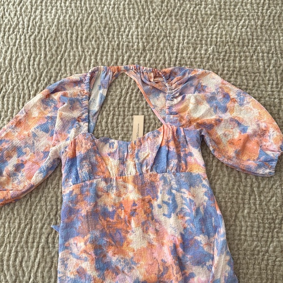 NWT - BCBGENERATION - Molly Puff Sleeve Midi Dress In Abstract Tie Dye - L - Picture 4 of 12